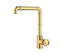 Kitchen Sink Mixer Taps Brass Industrial Mechanical Sink Faucet Single Handle Basin Mixer Tap Deck Mounted Kitchen Basin Faucet Gold(Gold)