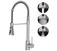 Kitchen Sink Mixer Taps, SREWOHS PRO Pull Down Spray Head Bar Taps Faucet Monobloc Single Lever Bar Tap 1 Hole with High Arc 360° Swivel 3 Modes Spray Head