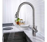 Kitchen Sink Mixer Taps with Pull Out Sprayer,Swivel Spout Single Lever Brushed Dual Ways Spout Pull Down Faucet for Home and Party Use Vessel
