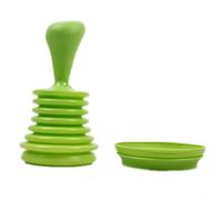 Kitchen Sink Plunger with Ergonomic Bellows Handle for Manual Drain Unclogging in Residential and Commercial Settings (Green)