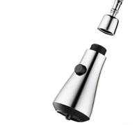 Kitchen Sink Pull Out Spray Head Replacement,Triple Water Flow Modes,Anti-Splash Silver Nozzle Removable Panel Compatible For Standard 1/2 Inch Faucets