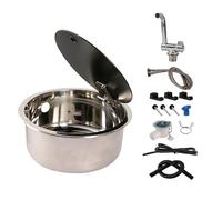 Kitchen Sink Small RV,with Folding Faucet and Lid Camper Accessories,Stainless Steel Campervan Kit