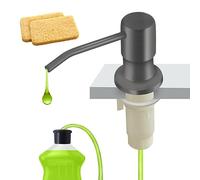 Kitchen Sink Soap Dispenser, Good Suction Built-In Kitchen Dispenser, 47 Inch Extension Tube Set, Soap Dispenser Pump, No Refill Needed, Grey (2 Scouring Pads)