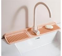 Kitchen Sink Splash Guard, 6°slope sink splash guard behind faucet,Faucet Mat Splash Catcher, Longer Silicone Sink Mat, Mat Protectors for Kitchen Sink (Pink, 24 inch)