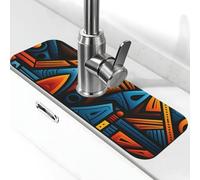 Kitchen Sink Splash Guard African style textile pattern Faucet Mat Faucet Absorbent Mat Dish Drying Mat Kitchen Sink Mat Machine Washable Kitchen Sink Accessories