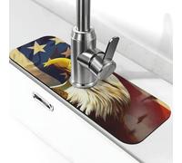 Kitchen Sink Splash Guard American USA Flag Eagle Art Faucet Mat Faucet Absorbent Mat Dish Drying Mat Kitchen Sink Mat Machine Washable Kitchen Sink Accessories