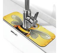 Kitchen Sink Splash Guard Bee on the square Faucet Mat Faucet Absorbent Mat Dish Drying Mat Kitchen Sink Mat Machine Washable Kitchen Sink Accessories