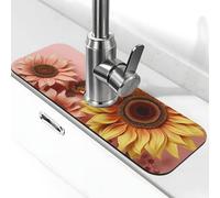 Kitchen Sink Splash Guard Big sunflower on background Faucet Mat Faucet Absorbent Mat Dish Drying Mat Kitchen Sink Mat Machine Washable Kitchen Sink Accessories