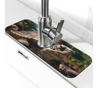Kitchen Sink Splash Guard Big turtle and palm trees Faucet Mat Faucet Absorbent Mat Dish Drying Mat Kitchen Sink Mat Machine Washable Kitchen Sink Accessories