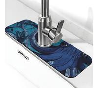 Kitchen Sink Splash Guard Blue octopus tentacles illustration Faucet Mat Faucet Absorbent Mat Dish Drying Mat Kitchen Sink Mat Machine Washable Kitchen Sink Accessories