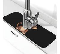 Kitchen Sink Splash Guard Cartoon brown monkey Faucet Mat Faucet Absorbent Mat Dish Drying Mat Kitchen Sink Mat Machine Washable Kitchen Sink Accessories