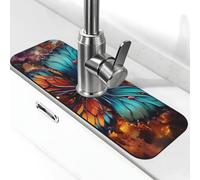 Kitchen Sink Splash Guard Color butterfly background Faucet Mat Faucet Absorbent Mat Dish Drying Mat Kitchen Sink Mat Machine Washable Kitchen Sink Accessories