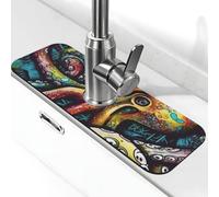 Kitchen Sink Splash Guard Color Graffiti Octopus Faucet Mat Faucet Absorbent Mat Dish Drying Mat Kitchen Sink Mat Machine Washable Kitchen Sink Accessories