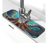 Kitchen Sink Splash Guard Cool big Octopus Faucet Mat Faucet Absorbent Mat Dish Drying Mat Kitchen Sink Mat Machine Washable Kitchen Sink Accessories