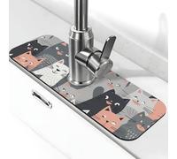 Kitchen Sink Splash Guard Cute Funny Grey Cats Pattern Faucet Mat Faucet Absorbent Mat Dish Drying Mat Kitchen Sink Mat Machine Washable Kitchen Sink Accessories