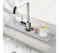 Kitchen Sink Splash Guard, Diatomite Stone Sink Tray for Kitchen, Faucet Splash Guard, Stone Faucet Mat for Bathroom Counter, Dries Quickly to Prevent Moisture Buildup [Light Gray, 15.7” x 3.9”]