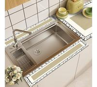 Kitchen Sink Splash Guard Faucet Mat - Modern Style PVC Absorbent Pad with Fast Drying Surface Long Counter Protector for Drip Catching Cup Drying Kitchen Bathroom Use (#L,50x80cm)