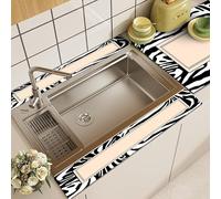 Kitchen Sink Splash Guard Faucet Mat - Modern Style PVC Absorbent Pad with Fast Drying Surface Long Counter Protector for Drip Catching Cup Drying Kitchen Bathroom Use (#H,50x60cm)