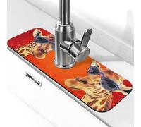 Kitchen Sink Splash Guard Giraffe wearing sunglasses Faucet Mat Faucet Absorbent Mat Dish Drying Mat Kitchen Sink Mat Machine Washable Kitchen Sink Accessories