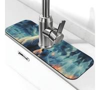 Kitchen Sink Splash Guard Polar Bears Northern Lights Faucet Mat Faucet Absorbent Mat Dish Drying Mat Kitchen Sink Mat Machine Washable Kitchen Sink Accessories