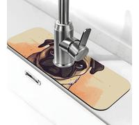 Kitchen Sink Splash Guard Pug cartoon Faucet Mat Faucet Absorbent Mat Dish Drying Mat Kitchen Sink Mat Machine Washable Kitchen Sink Accessories
