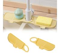 Kitchen Sink Splash Guard, Rotatable Silicone Sink Splash Guard Handle Drip Catcher Tray Foldable, Suitable for Protecting Kitchen and Bathroom Countertops, Champagne Colour