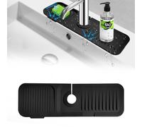Kitchen Sink Splash Guard, Silicone Faucet Handle Drip Catcher Tray, Dish Soap Sponge Holder Mat for Kitchen Sink Accessories, Drying Mat for Kitchen Counter and Bathroom Protector