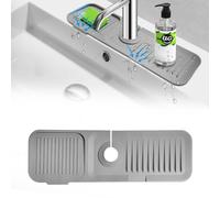 Kitchen Sink Splash Guard, Silicone Faucet Handle Drip Catcher Tray, Dish Soap Sponge Holder Mat for Kitchen Sink Accessories, Drying Mat for Kitchen Counter and Bathroom Protector