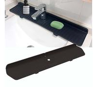 Kitchen Sink Splash Guard,Sink Protectors for Kitchen Sink,Sink Mat,Sponge Holder,Silicone Faucet Handle Drip Catcher Tray for Kitchen Bathroom Sink Accessories(Black,24”x 5.8”)