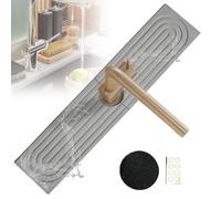 Kitchen Sink Splash Guard Stone, Faucet Sink Splash Guard - Diatomaceous Earth Drying Stone Sink Tray, Fauce Absorbent Mat for kitchen Bathroom Counter, Prevents Moisture Buildup (Gray, 23.6*3.9in)