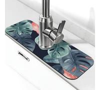 Kitchen Sink Splash Guard Watercolor monstera pattern Faucet Mat Faucet Absorbent Mat Dish Drying Mat Kitchen Sink Mat Machine Washable Kitchen Sink Accessories