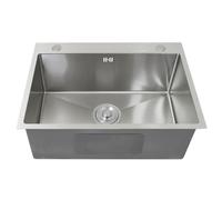 Kitchen Sink Stainless Steel Square Brushed Handmade Commercial Single Bowl