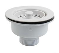 Kitchen Sink Strainer 114mm Stainless Steel Basket Drain Filter Food Catcher Anti Clogging for UK Sinks White PP Flange
