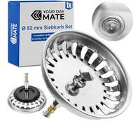 Kitchen sink strainer basket, Ø 82 mm, replacement for 125555, compatible with Blanco 3.5" drainer sets from 1996 onwards, 24 slots strainer basket, 1.06-2.24" eccentric spigot, Ø 0.31" pin