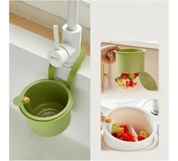 Kitchen Sink Strainer Basket, Faucet Hanging Strainer, Multi-Functional Food Colander,Press Automatic Dumping Kitchen Draining Basket, Easy Drain Filter with Bottom Release (Green)