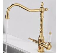 Kitchen Sink Tap - 3 Way Brass Swivel in 1 Tap, Gold Finish