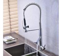 Kitchen Sink Tap for Bar Farmhouse Commercial, Bright Chrome Spring Pull Down Kitchen Faucet, Hands Free Sprayer Head with Lock Hot Cold Water Kitchen Mixer Tap, Swivel Spout The N