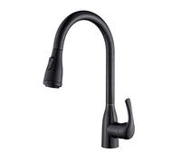 Kitchen Sink Tap Stainless Steel Pull Out Mixer Taps 360° Swivel Faucet Single Handle with 4 Water Outlet Function Black(Nero)
