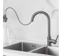 Kitchen Sink Tap with Pull Out Spray, Taps Brass 2 Modes Rotary Single Handle Tap-Grey