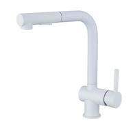 Kitchen Sink Tap with Pull Out Sprayer Swivel Hot and Cold Water Single Handle Kitchen Taps Pull Out Stainless Steel-White