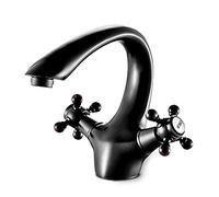 Kitchen Sink Taps Faucet Volcanic Black Single Handle Spout,304 Stainless Steel Mixer with Solid Brass(B)