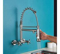 Kitchen Sink Taps Faucets Black Kitchen Faucet Hot Cold Water Faucets Wall Mounted Tap Vessel Sink Mixer Tap Spdual Swivel Spouts Sink Mixer Crane/Matte Black