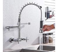 Kitchen Sink Taps Faucets Black Kitchen Faucet Hot Cold Water Faucets Wall Mounted Tap Vessel Sink Mixer Tap Spdual Swivel Spouts Sink Mixer Crane/Matte Black
