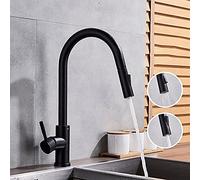 Kitchen Sink Taps Faucets Faucet Brass Gold Kitchen Faucet Rotatable Mixer Tap Single Sharp Handle Single Hole Hot Cold Water/Matte Black B