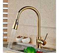 Kitchen Sink Taps Faucets Faucet Brass Gold Kitchen Faucet Rotatable Mixer Tap Single Sharp Handle Single Hole Hot Cold Water/Matte Black B