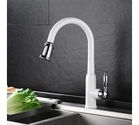 Kitchen Sink Taps Faucets Single Hole Mesa Faucet White Pull Type Kitchen Water-Tap Double Mode Mixed Water Taps Bathroom Hot and Cold Faucet with Accessories