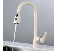 Kitchen Sink Taps Mixer Waterfall 3 Way Kitchen Mixer Pull Out Swivel Brass Single Handle Single Hole Multifunction 3 Way Kitchen Tap - Oatmeal Color,White LWX