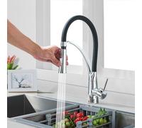 Kitchen Sink Taps Mixer with Pull Down Spray Kitchen Tap Chrome Brass 360° Rotation Spout 2 Function Spray and Stream Single Handle Cold and Hot Water Kitchen Faucet