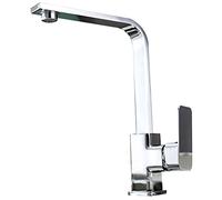 Kitchen Sink Taps Sink Tap Refined Copper Kitchen Sink Faucet, 360-Degree Rotating Square Tube Faucet, Mirror Plating Hot and Cold Faucet, Ceramic VAE Core,Plating,21 * 33.5Cm