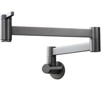 Kitchen Sink Taps Wall Mounted 360° Folding and Rotating Brass Wall Mounted Faucet Double Handle Control Single Cold Water Tap Gun Gray (Gun Gray)